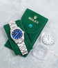 Rolex Air-King 34 Blu Oyster 14000 Blue Jeans Diamanti After-Market Doppio Quadrante